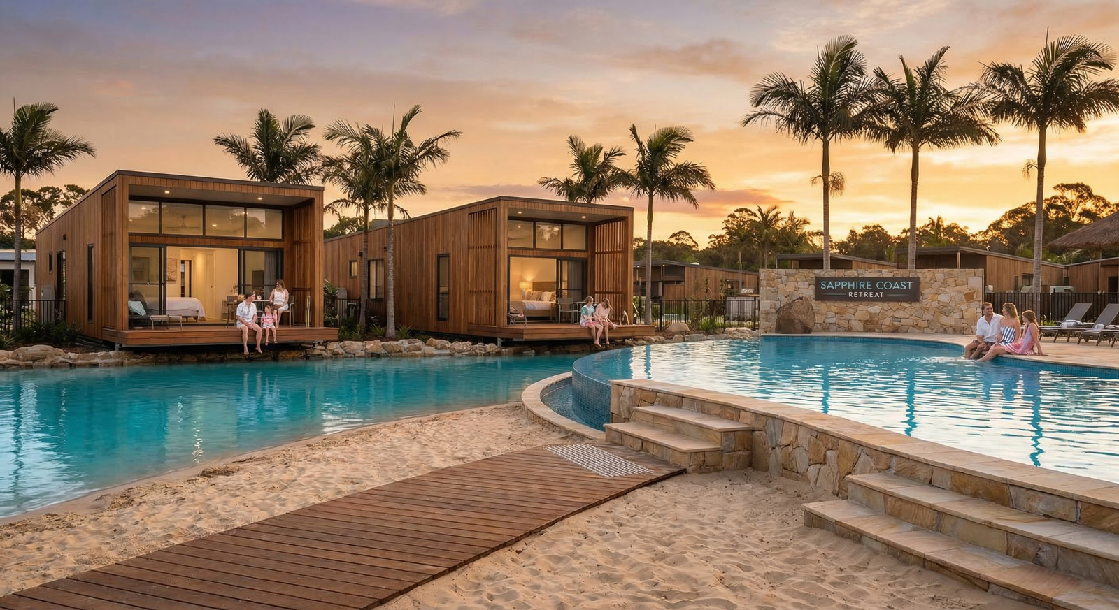 Beachfront accommodation overlooking the Central Coast shoreline at Bateau Bay